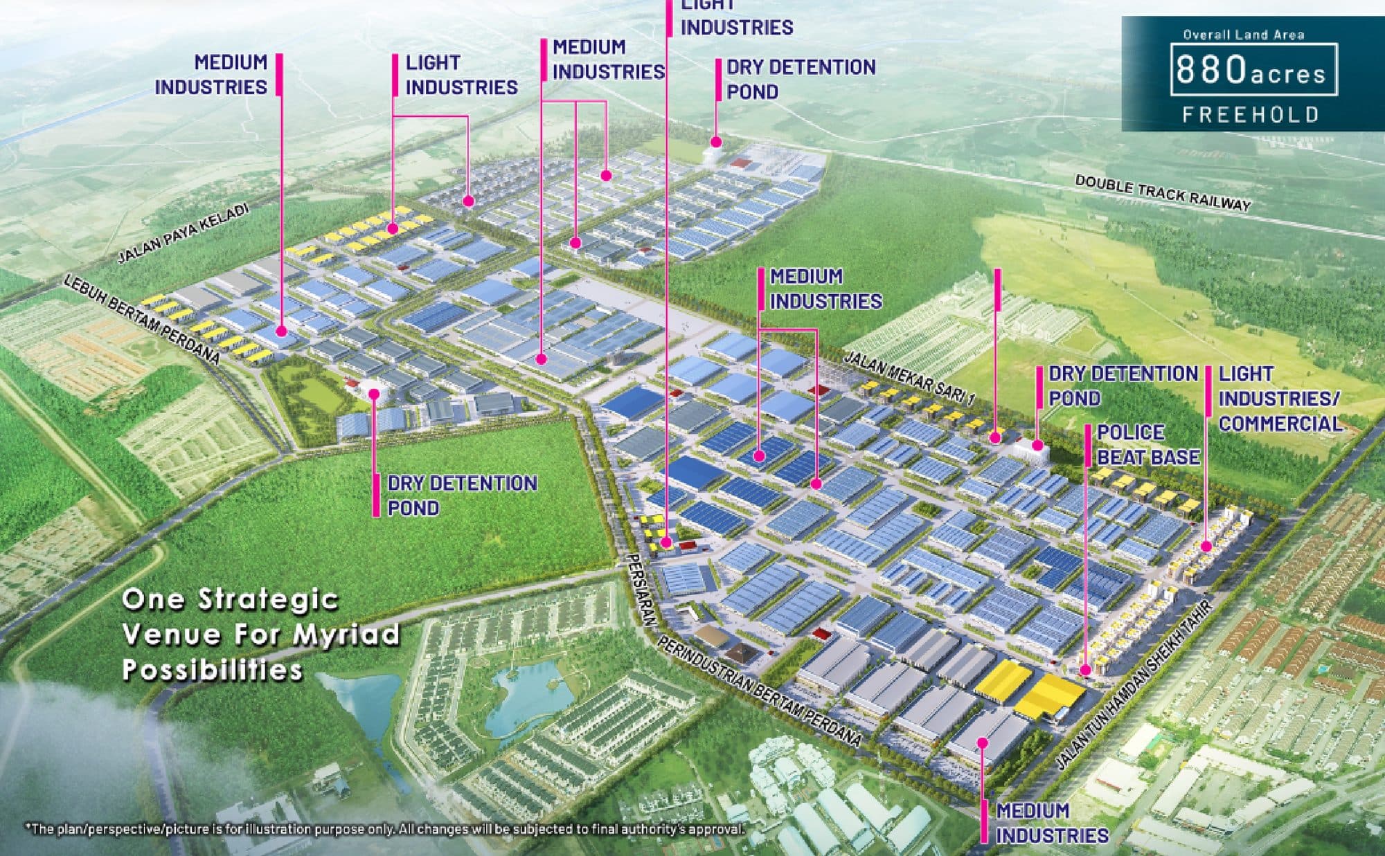 Aerial masterplan view of Penang Technology Park @ Bertam, Kepala Batas, Penang
